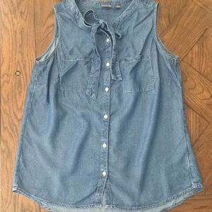 New York & Company Chambray Tank with Tie